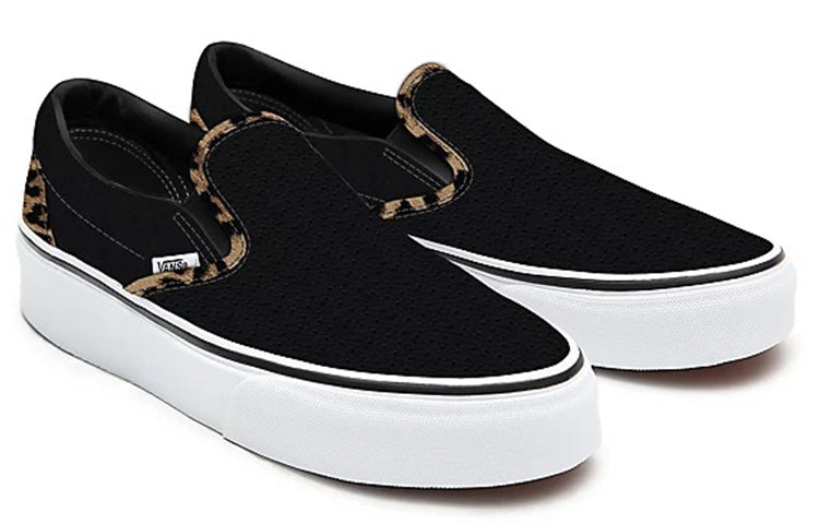 Vans Customs Black Leather Leopard Slip-on VN0A3CST071
