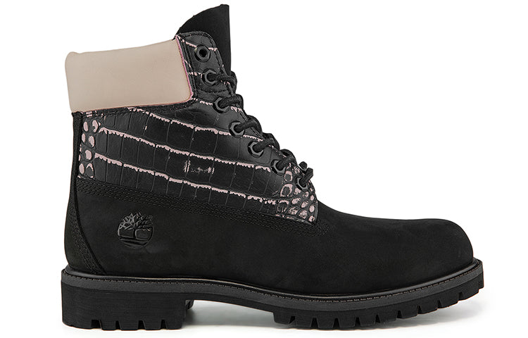 Timberland Premium Waterproof Wide Fit Boot 'Black Nubuck with Pink' A2JCKW