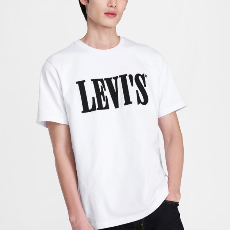 Men's Levis Casual Pure Cotton Round Neck Short Sleeve White 16694-0002