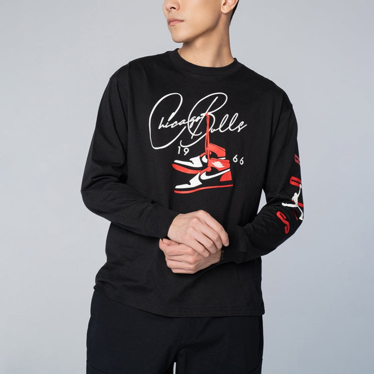 Air Jordan NBA Courtside Chicago Bulls Round Neck Pullover Long Sleeves Black DA6527-010