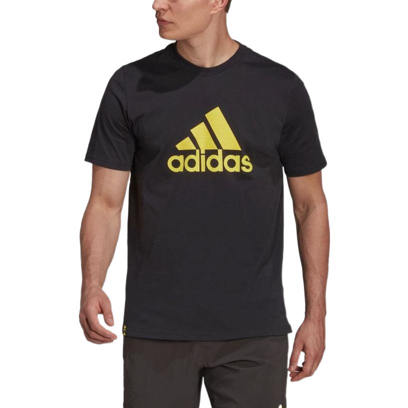 Men's adidas Alphabet Logo Printing Round Neck Pullover Sports Short Sleeve Japanese Version Black T-Shirt HD9868