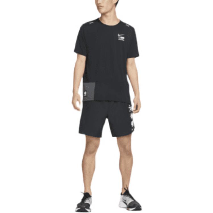 Men's Nike Solid Color Back Alphabet Printing Short Sleeve Black T-Shirt DM4666-010