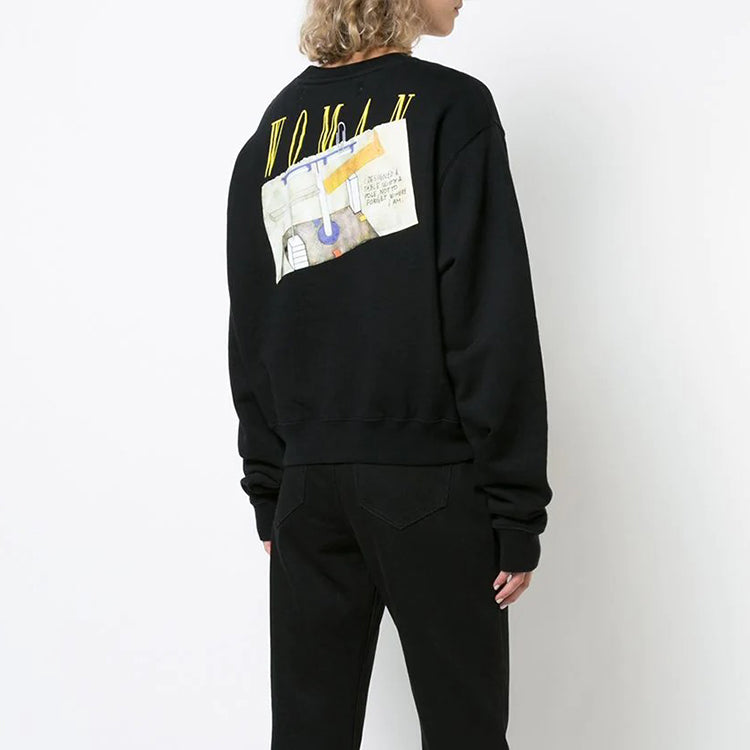 (WMNS) Off-White Back Large Printing Loose Black OWBA026E180030431060