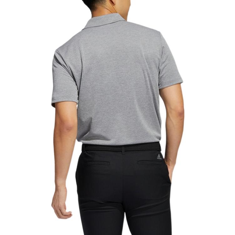 Men's adidas Solid Color Logo Pullover Short Sleeve Sports Gray Polo Shirt H56774