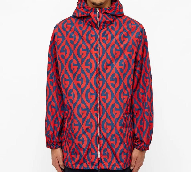 Gucci GG Diamond Logo Nylon Windproof Jacket For Men Red 601712-ZADBF-4530