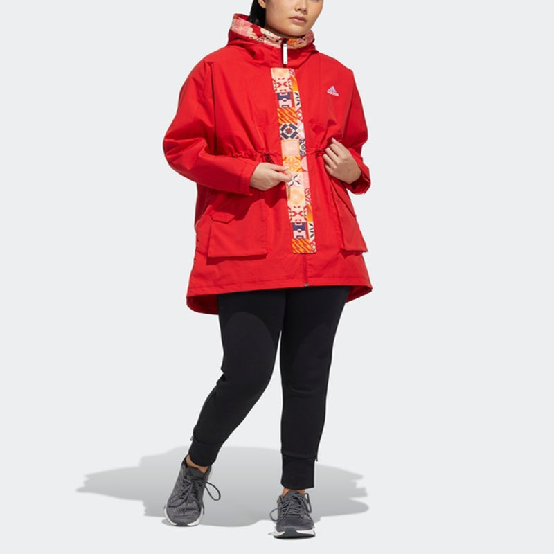 (WMNS) adidas Cny Long Jkt Limited Fleece Lined Stay Warm Mid-Length Woven Hooded Jacket Red HI3263