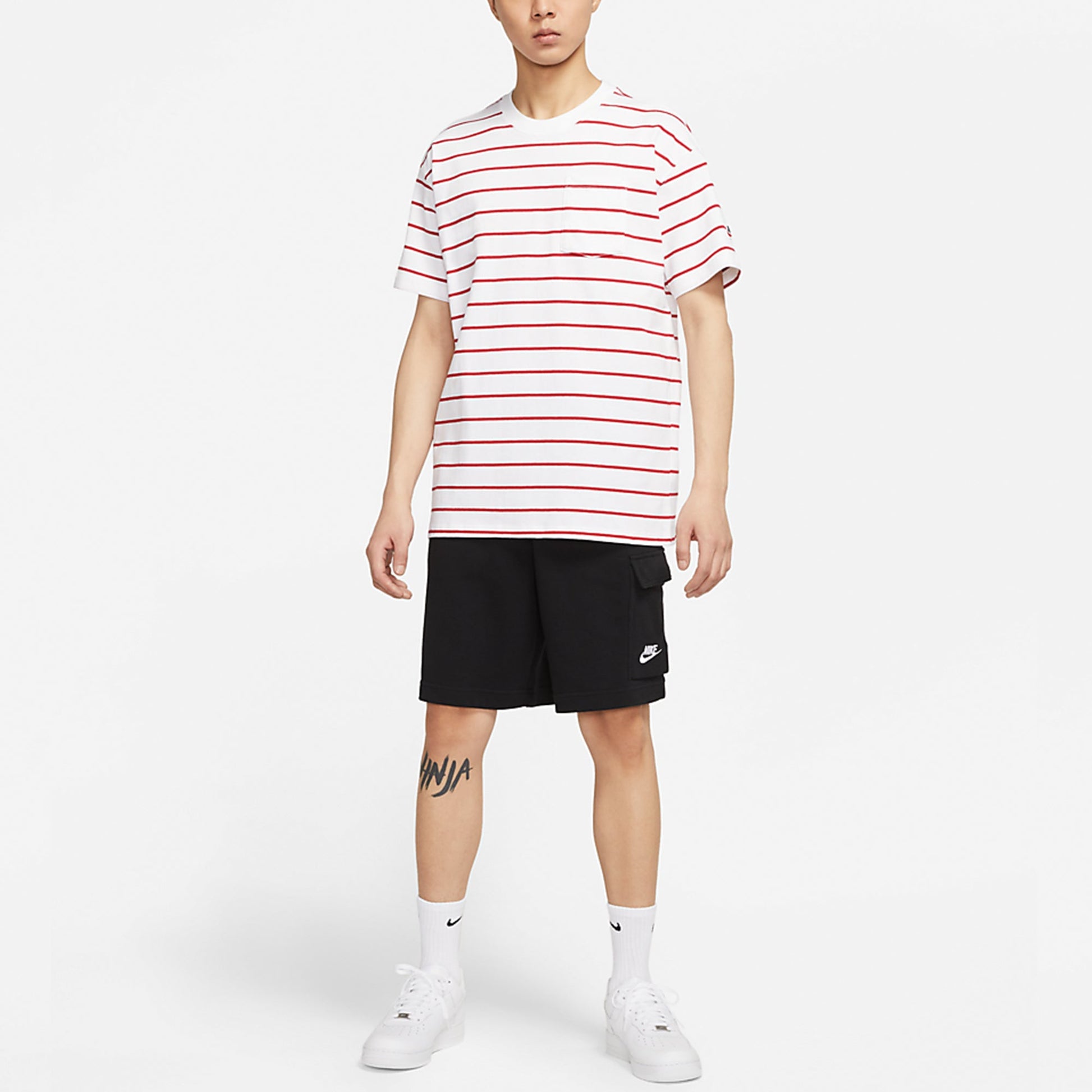 Nike Sportswear Sports Breathable Stripe Short Sleeve White DM8880-100