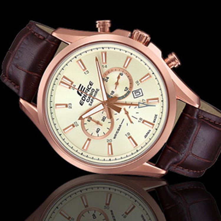 CASIO Male EDIFICE Japan / South Korea Fashion Mens Brown Analog EFB-504JGL-7A