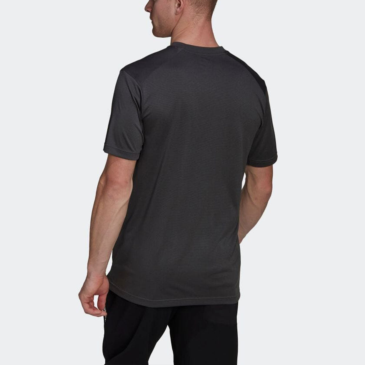Men's adidas Solid Color Logo Breathable Round Neck Pullover Short Sleeve Black T-Shirt H53382