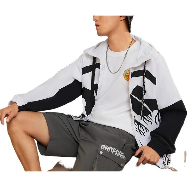 Li-Ning BadFive Big Logo Full Zip Hooded Jacket 'White Black' AFDS569-6