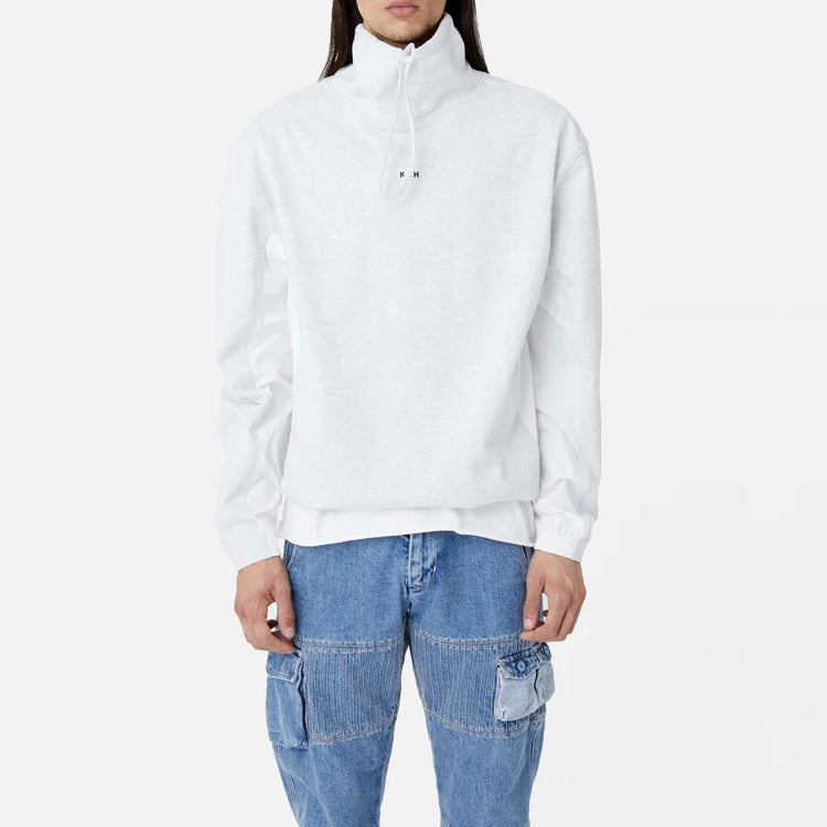 KITH Cotton Jersey Funnel Neck Drawstring High Collar White KH3656-103
