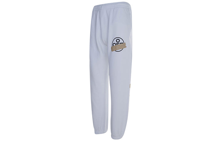 Off-White Micro Mark Rubber Strap Printing Athleisure Casual Sports Pants Ordinary Version White OMCH022R20E300020148