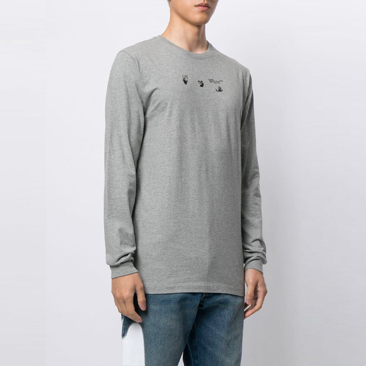 Off-White SS21 Arrowslogo Pattern Printing Round Neck Long Sleeves Ordinary Version Gray OMAB001S21JER0060845