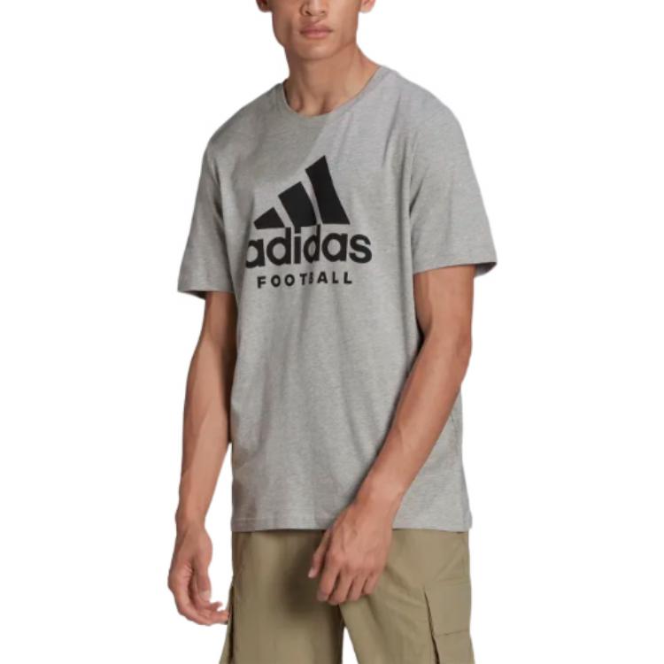 adidas Brand Logo Soccer/Football ribbed Round Neck Short Sleeve Gray HA0906