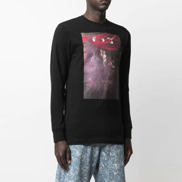 Off-White SS21 Printing Logo Sports Long Sleeves Black OMAB001S21JER0091001