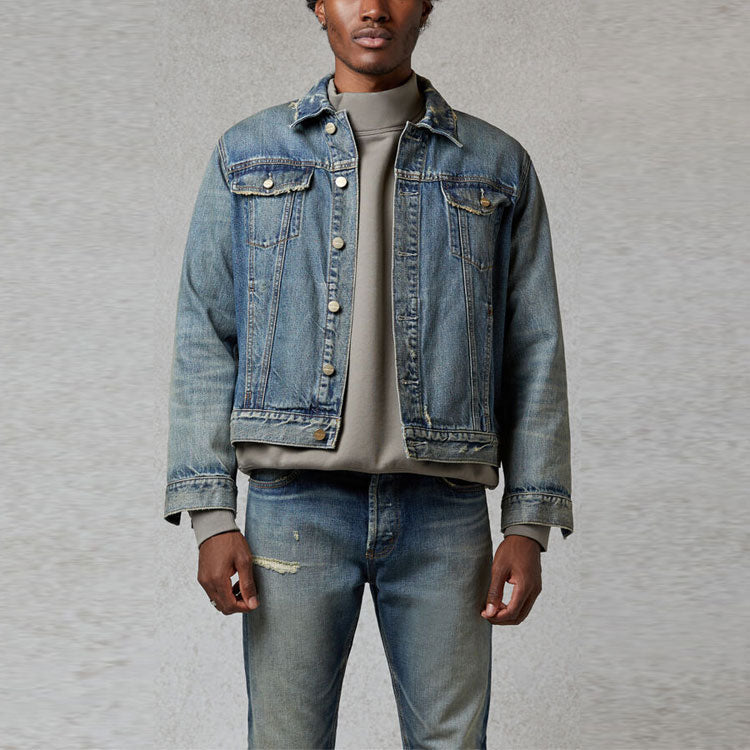 Fear of God Essentials FW20 Light Denim Trucker Jacket 'Dark Blue' FOG-FW20-364
