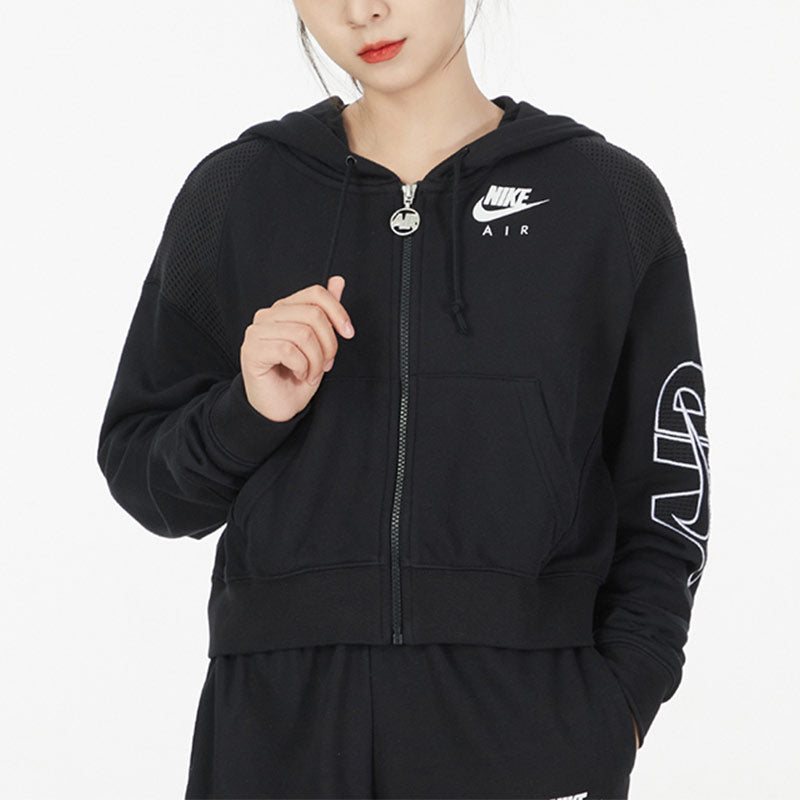 (WMNS) Nike Casual Sports Short Knit Hooded Jacket Black DM6064-010