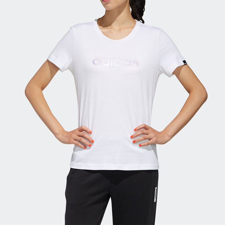 (WMNS) adidas Alphabet Logo Printing Training Sports Short Sleeve White FM6153