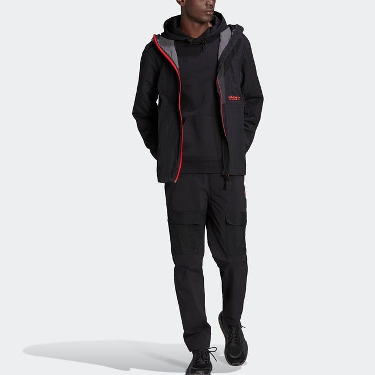 adidas originals Contrasting Colors Sports Hooded Jacket Black HF4804