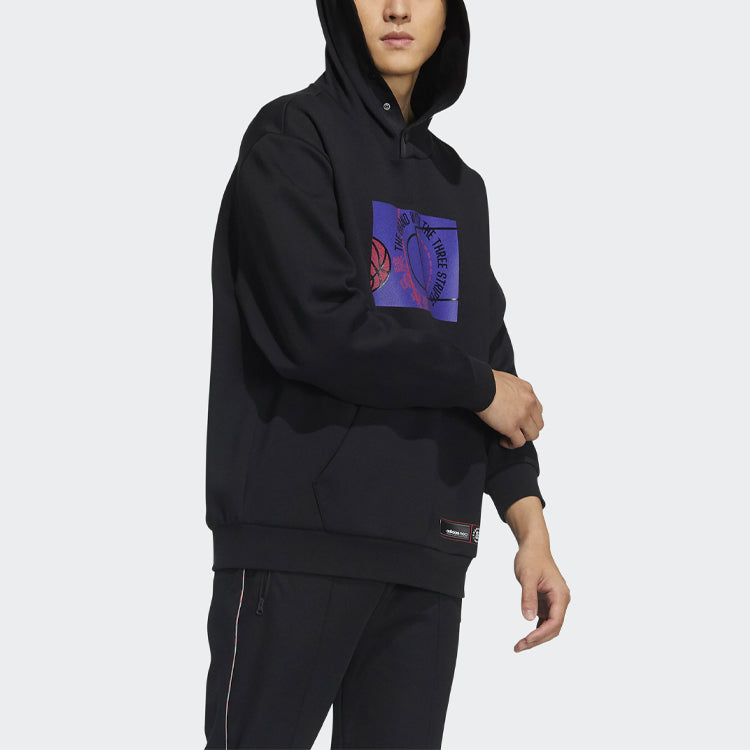 adidas neo M Ss Feb Casual Pattern Printing Loose Black GP4790
