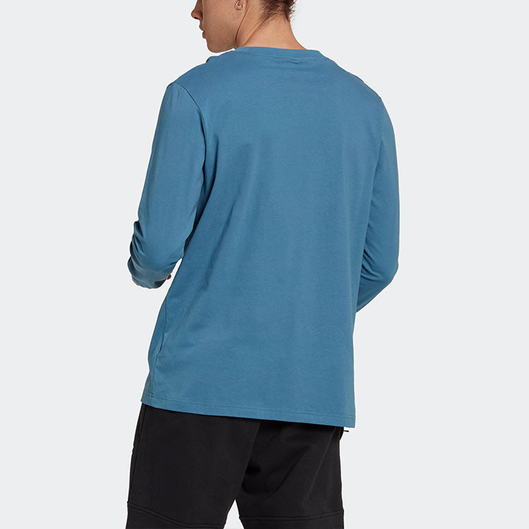 Men's adidas originals Logo Printing Pattern Round Neck Pullover Long Sleeves Blue T-Shirt HM2488