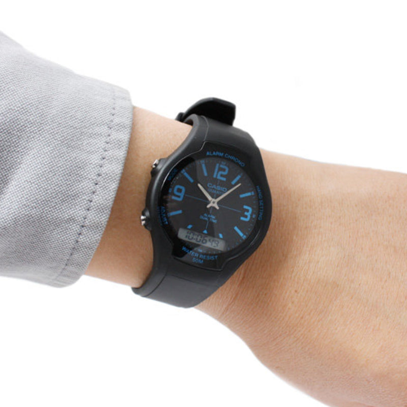CASIO Quartz Waterproof Sports Mens Black Analog/Digital Combo AW-90H-2B