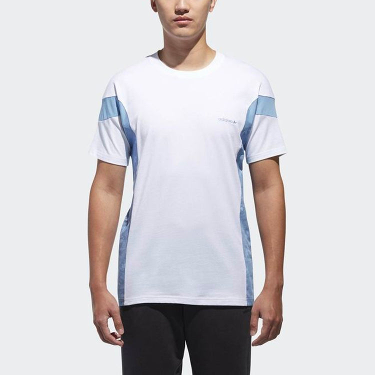 adidas originals Logo Printing Splicing Sports Short Sleeve White CW5183