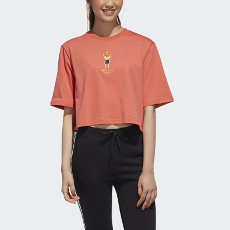 (WMNS) adidas neo Casual Sports Short Sleeve Red GP8573