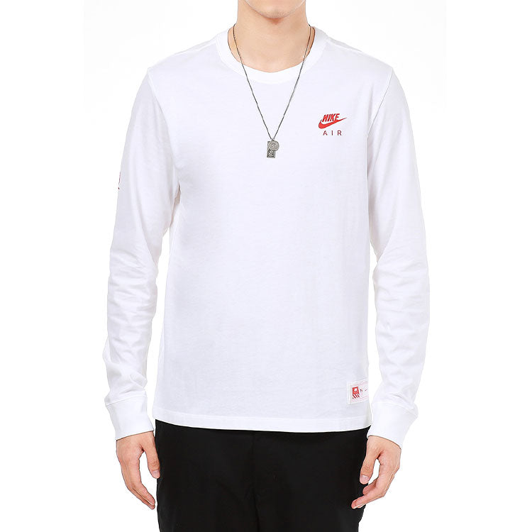 Men's Nike Sportswear Shoes Pattern Printing Sports Round Neck Long Sleeves White T-Shirt DJ1380-100