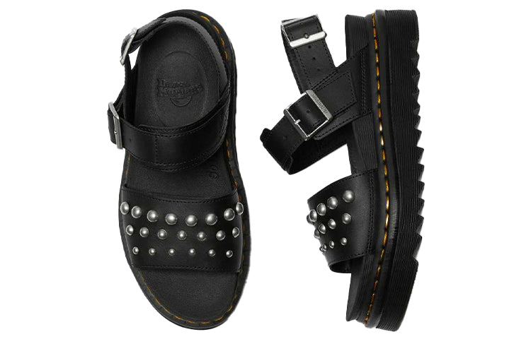 (WMNS) Dr. Martens Voss Leather Studded Sandals 'Black' 25454001