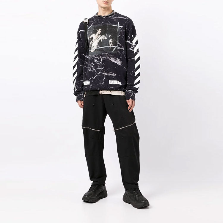 Off-White Marble Pattern Pullover Men Black OMBA003G20FLE0021001