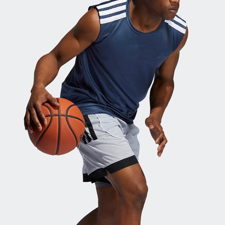 adidas Casual Round Neck Pullover Alphabet Printing Basketball Sports Vest Navy Blue / White GT3015
