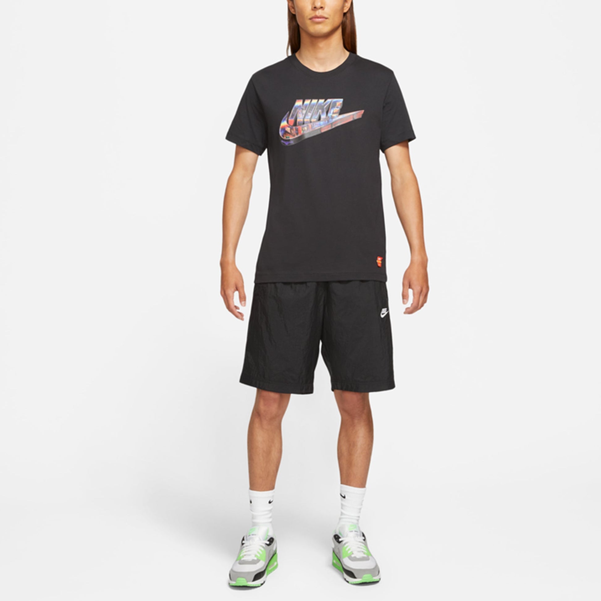 Nike Sportswear 3D Logo Printing Sports Round Neck Short Sleeve Black DJ1370-010
