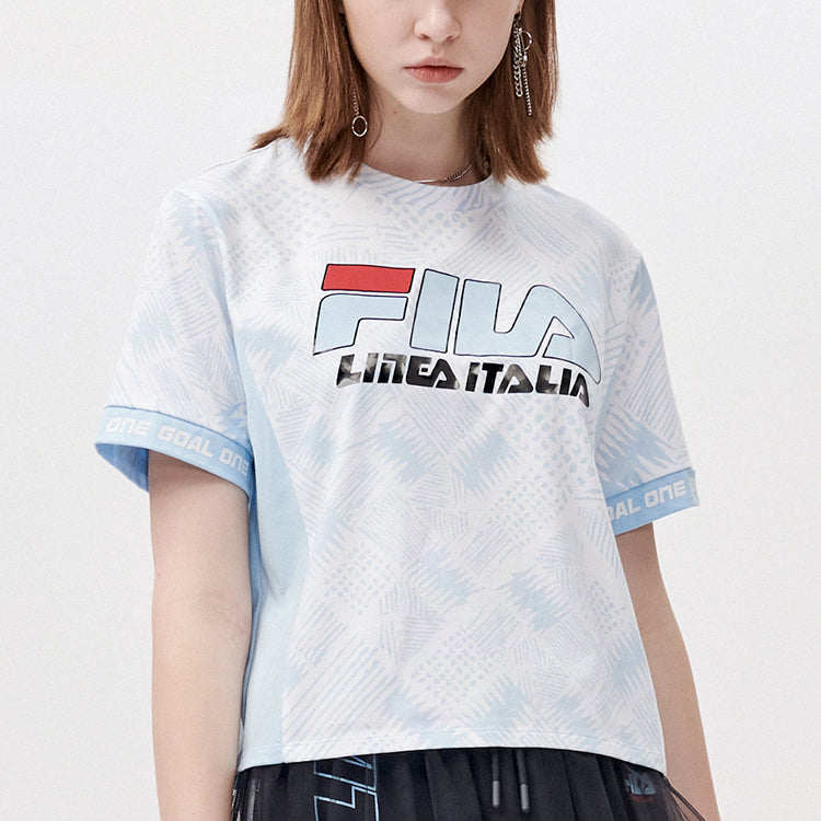 FILA FUSION Logo Printing Loose Knit Sports Short Sleeve White T11W125115F-LB