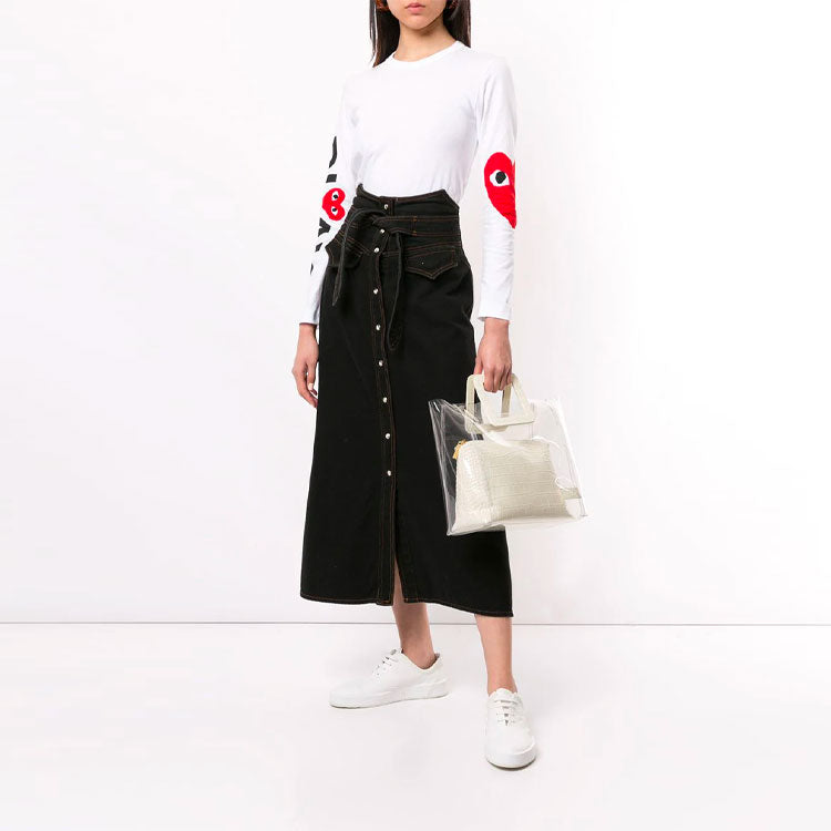 (WMNS) COMME des GARCONS PLAY Sleeve Logo Round Neck Long Sleeves 'White' AZ-T257-051