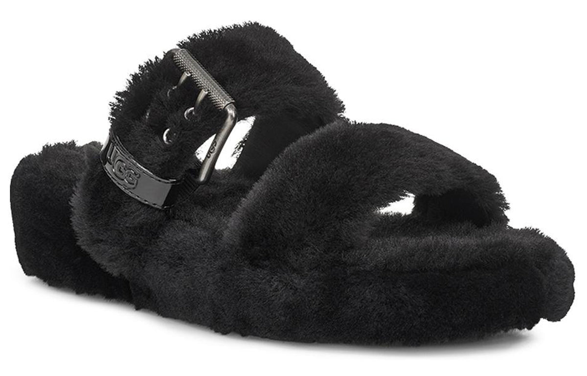 (WMNS) UGG Fuzz Yeah Black Sandals 1104662-BLK