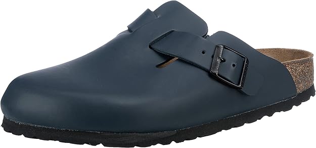 Birkenstock Boston Soft Leather Narrow Fit Mules 'Blue' 60153