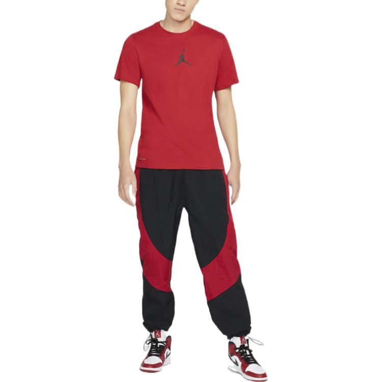 Men's Air Jordan Logo Breathable Round Neck Short Sleeve Red T-Shirt 840395-852