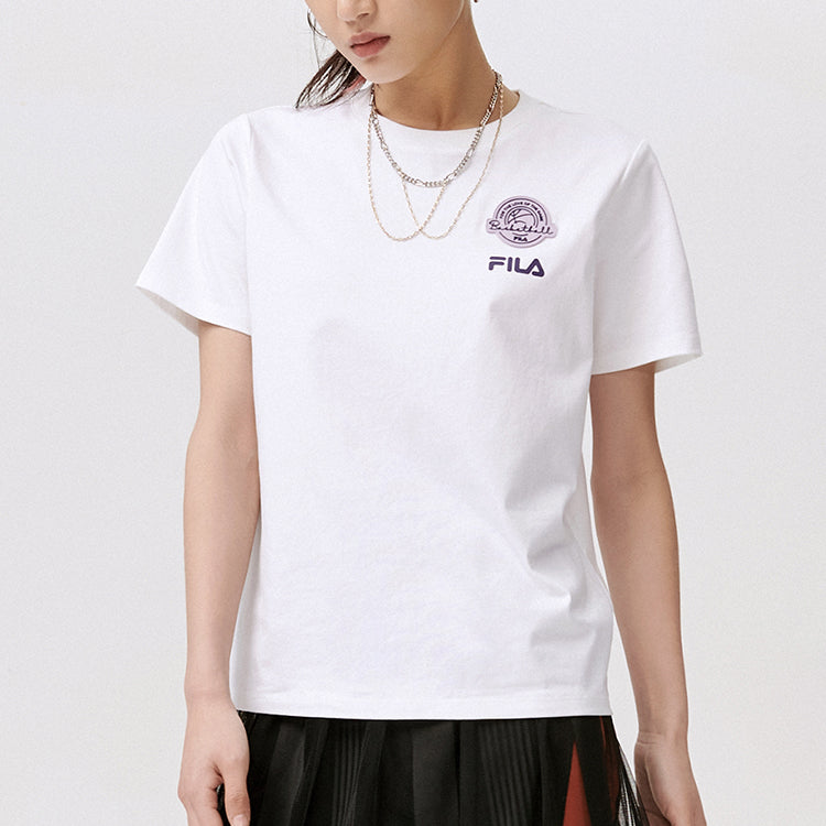 FILA FUSION Pattern Round Neck Sports Short Sleeve White T11W128103A-WT