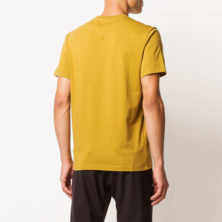Men's KENZO Logo Pattern Round Neck Short Sleeve Yellow Green FA65TS0004SJ-41