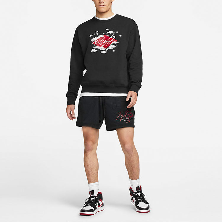 Men's Air Jordan Logo Alphabet Embroidered Sports Round Neck Pullover Black DH9036-010
