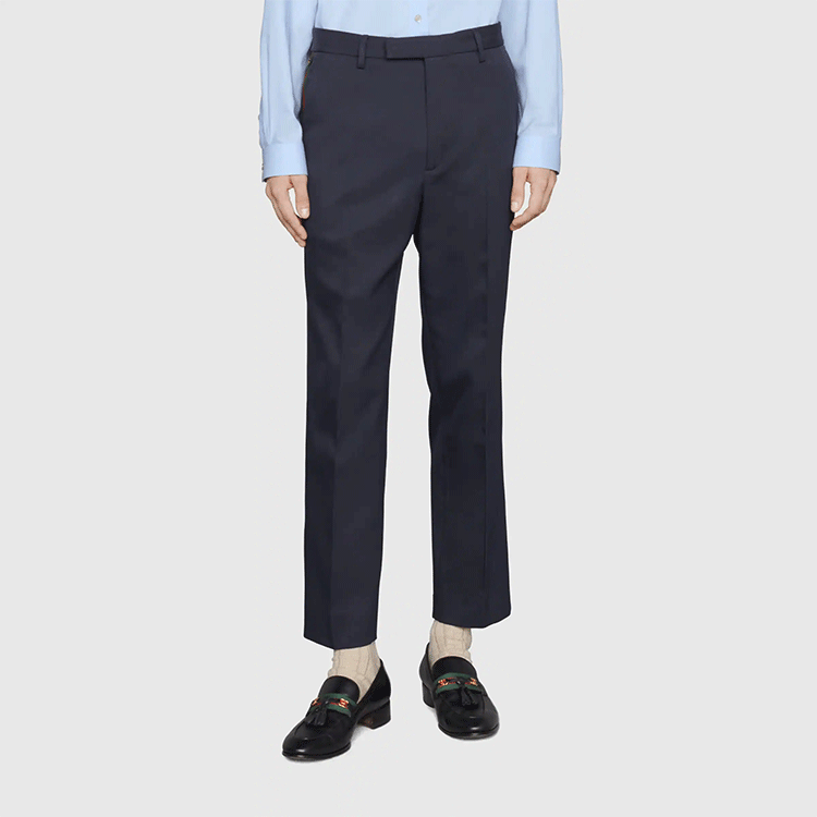 Gucci Cotton Ankle Pant With Web 'Blue' 668588-Z8AQY-4433