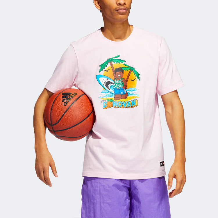 Men's adidas x Lego Don Besch Basketball Sports Round Neck Short Sleeve Clear Pink T-Shirt HE2573