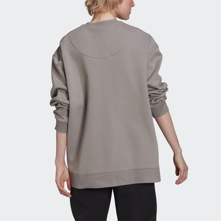 (WMNS) adidas Solid Color Casual ribbed Round Neck Pullover Hoodie Gray GU9408