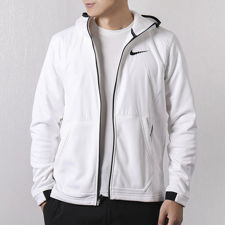 Nike Therma Casual Sports Zipper Hooded Jacket White 926466-100
