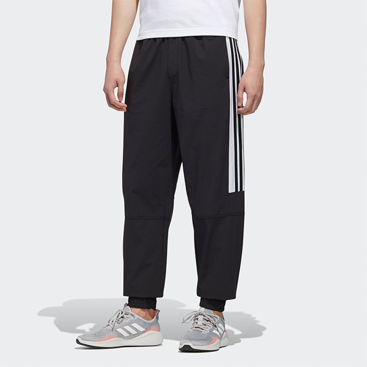 adidas neo M Ss Tcns Tp 2 Colorblock Bundle Feet Casual Loose Sports Long Pants Black White GJ8759