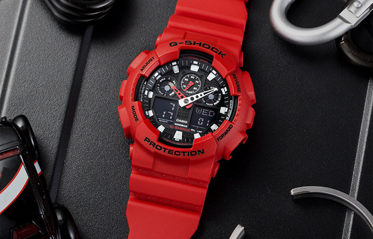 CASIO G-Shock Analog-Digital 'Red' GA-100B-4A