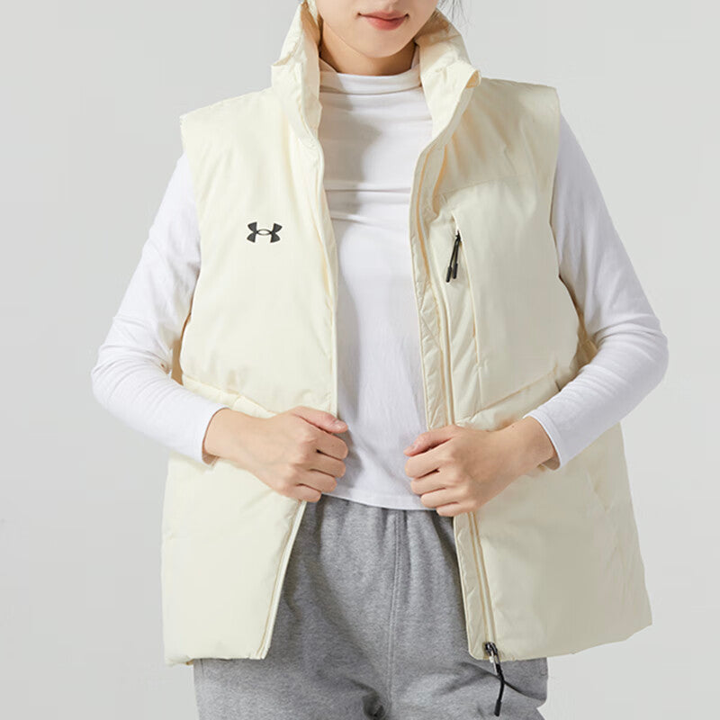 Under Armour Solid Color Stand-Up Collar Sports Down Vest 'White Black' 23600803-101