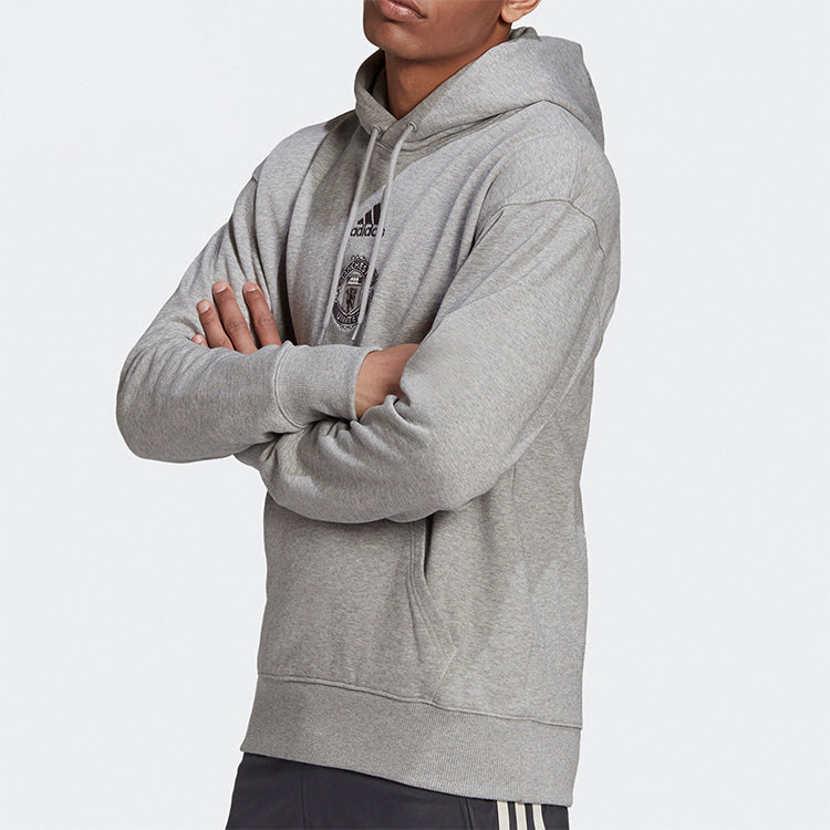adidas 20-21 Season Manchester United Soccer/Football Training Athleisure Casual Sports hooded Pullover Gray FR3869