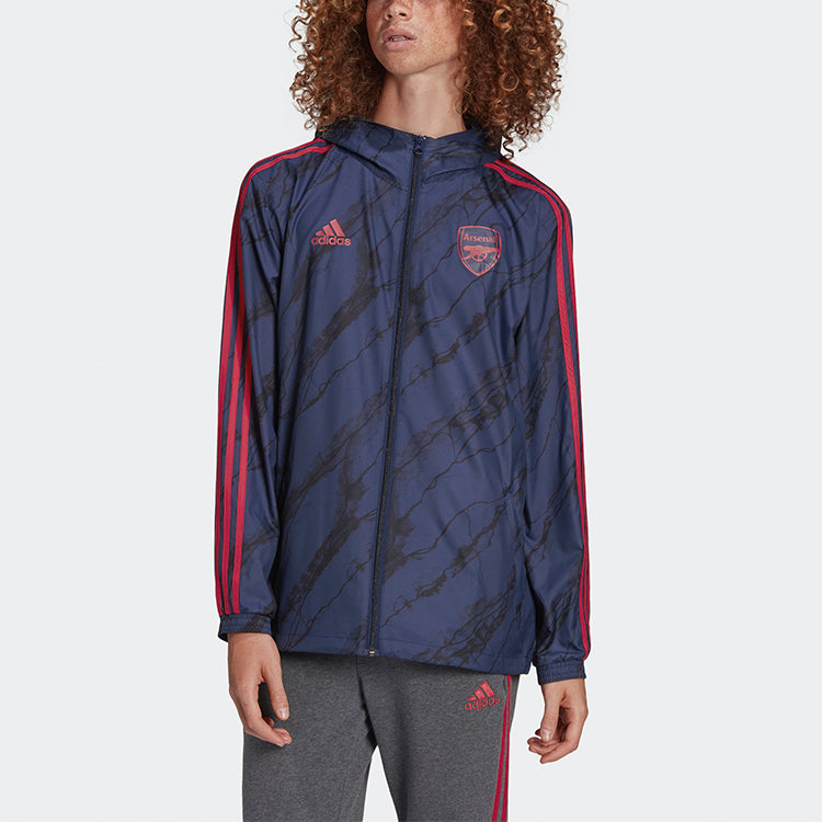 adidas Afc Windbreakr England Arsenal Casual Football Hooded Jacket For Men Indigo FQ6932